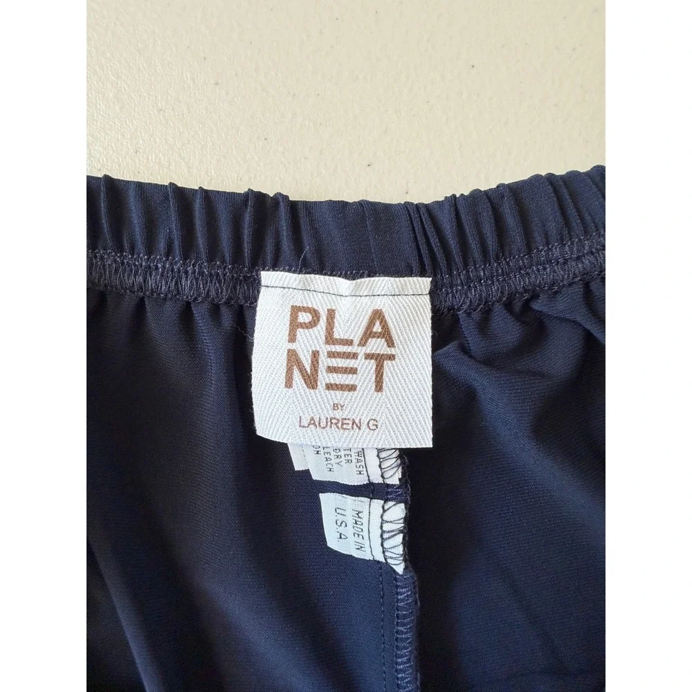 Planet by Lauren G Navy Blue Matte Jersey Lagenlook Pants Minimalist Relaxed 2 M